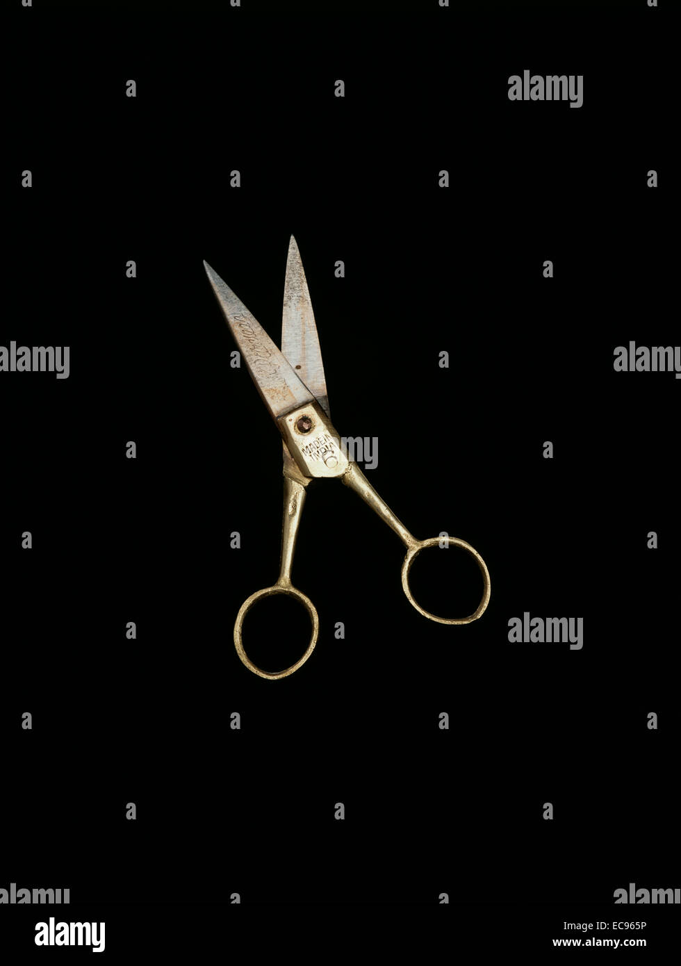 Scissors made of recycled ship brass from the Indian Subcontinent Stock Photo