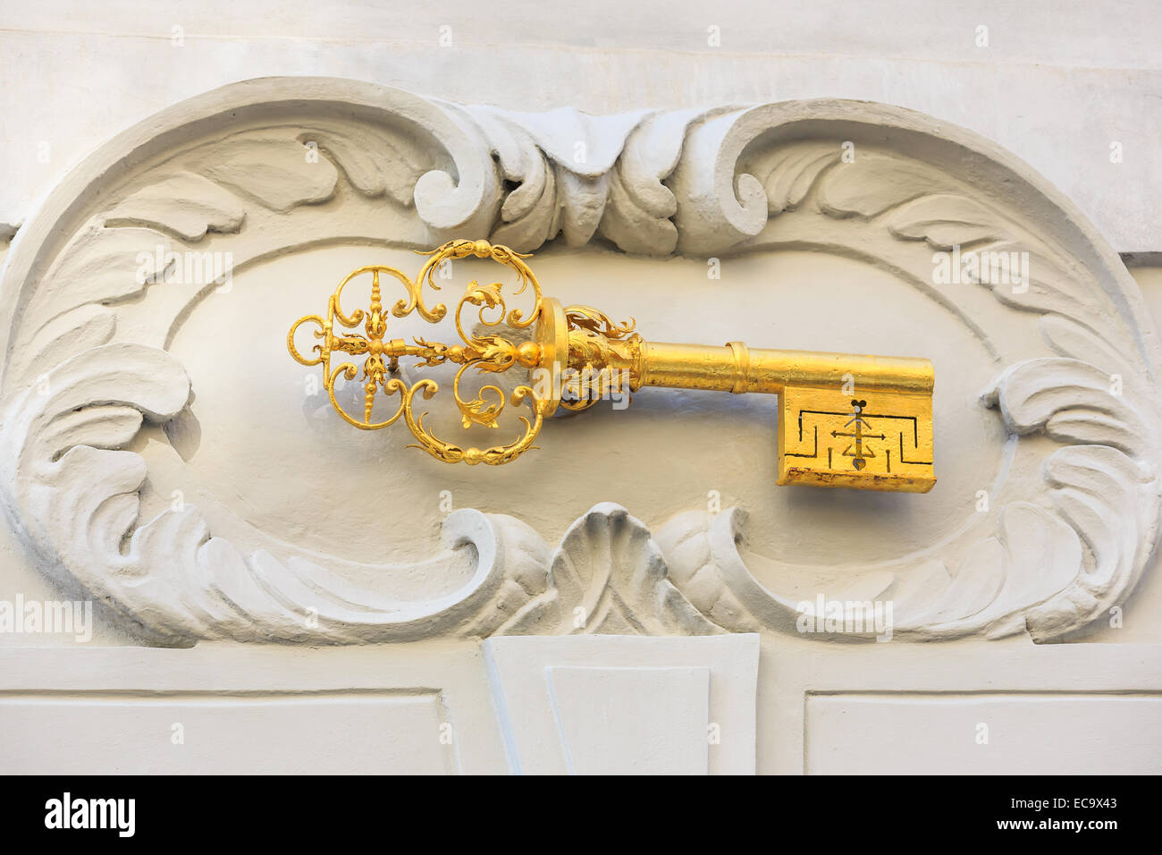 Gold key, Prague, Czech Republic Stock Photo