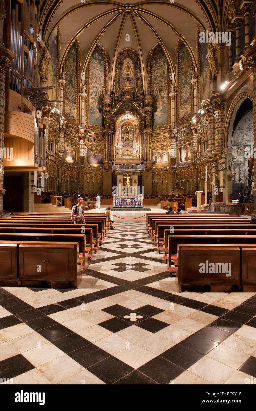 Basilica interior of the Montserrat Monastery in Catalonia, Spain. Stock Photo