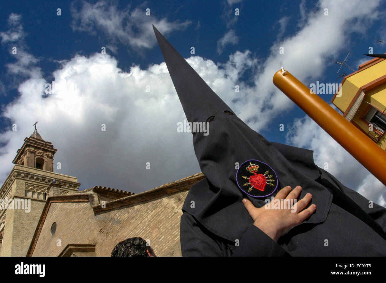 Semana Santa (Holy Week), Fiesta. Celebration in the streets of the old city center of Seville. Andalucia, Southern Spain Stock Photo