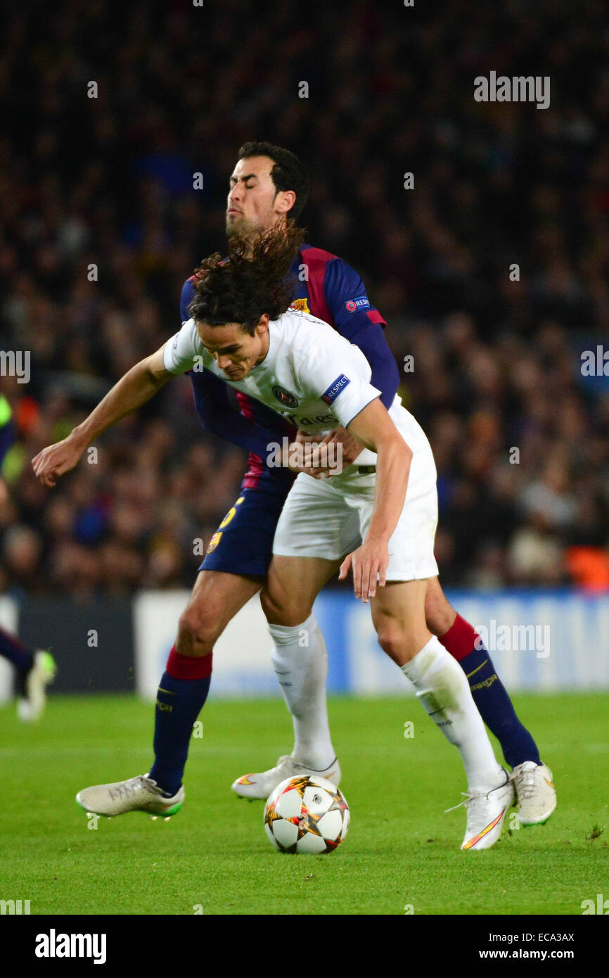 Edinson CAVANI / Sergio BUSQUETS - 10.12.2014 - Barcelone / Paris Saint Germain - Champions League Photo : Dave Winter / Icon Sport Stock Photo