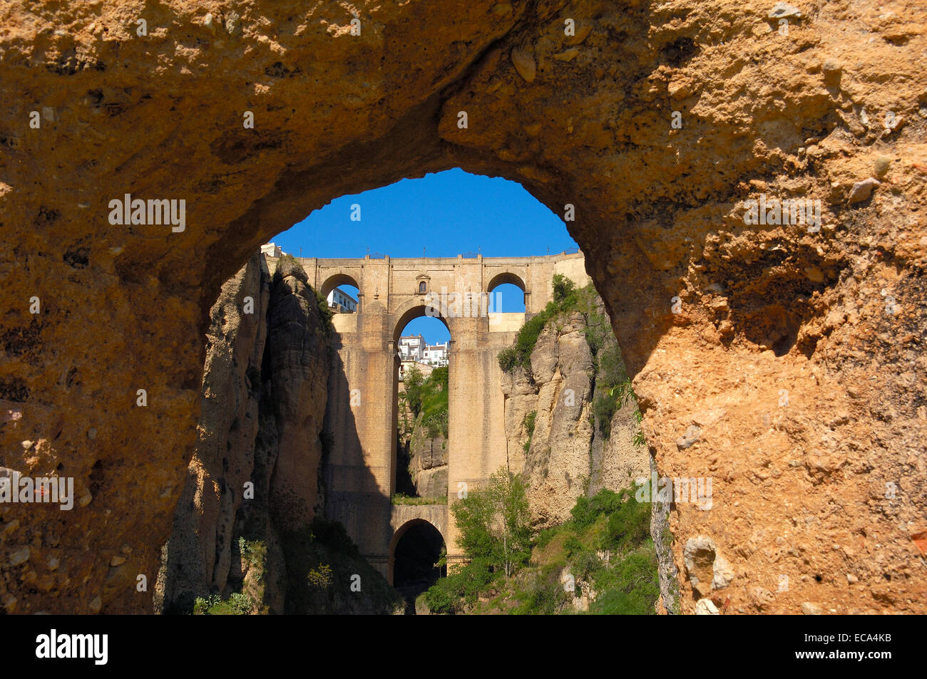 Puente Nuevo, new bridge, spanning the Tajo Gorge, Ronda, Málaga province, Andalusia, Spain, Europe Stock Photo