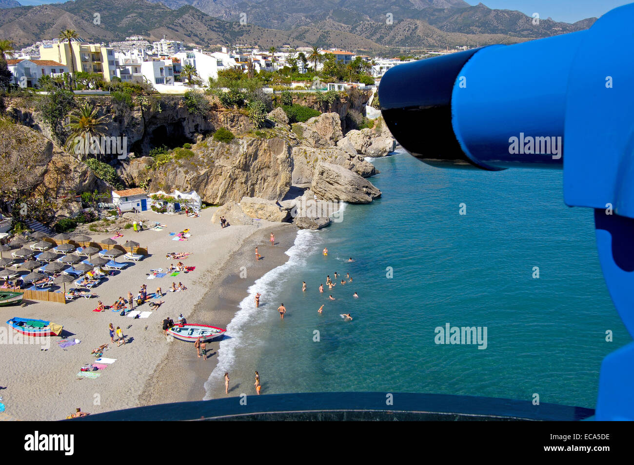 Playa Calahonda, view from Balcon de Europa, Nerja, Costa del Sol, Malaga province, Andalusia, Spain, Europe Stock Photo