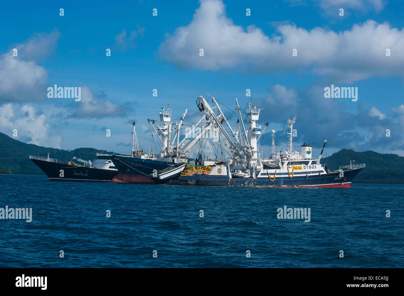 Chinese fishing trawlers, Pohnpei, Micronesia Stock Photo