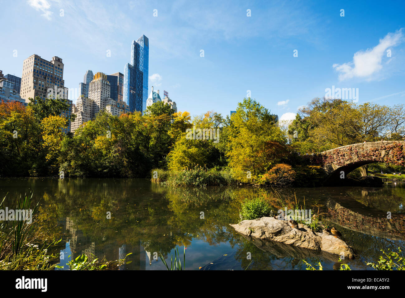 The Pond, Central Park, Manhattan, New York, United States Stock Photo