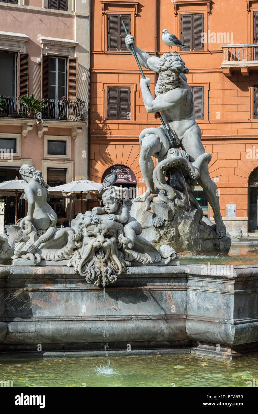 Neptune Fountain or Fontana del Nettuno, Piazza Navona, Rione VI ...