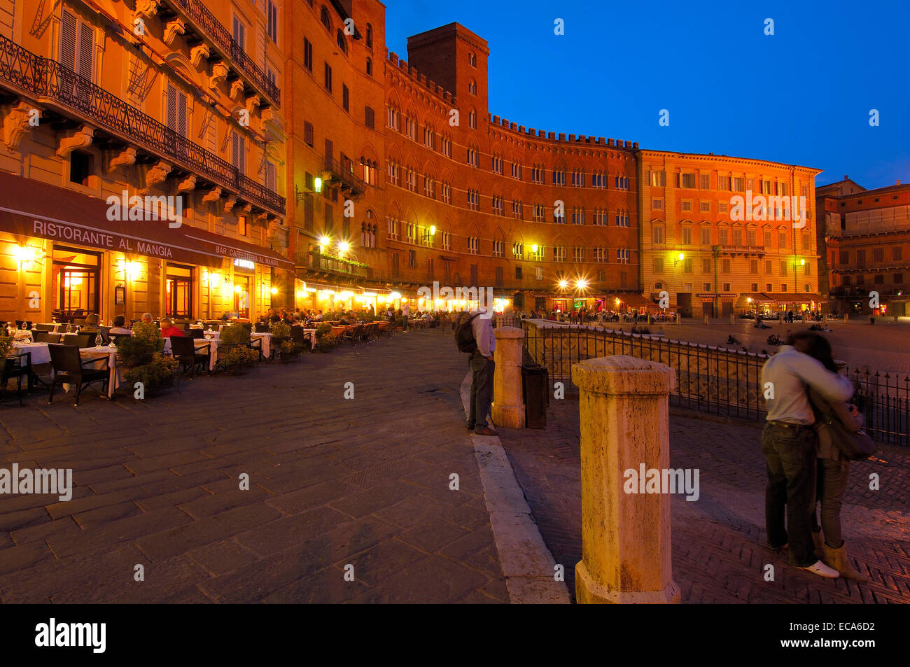 Piazza del campo square at dusk, Siena, Tuscany, Italy, Europe Stock Photo
