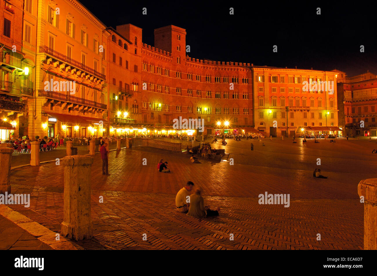 Piazza del campo square at night, Siena, Tuscany, Italy, Europe Stock Photo