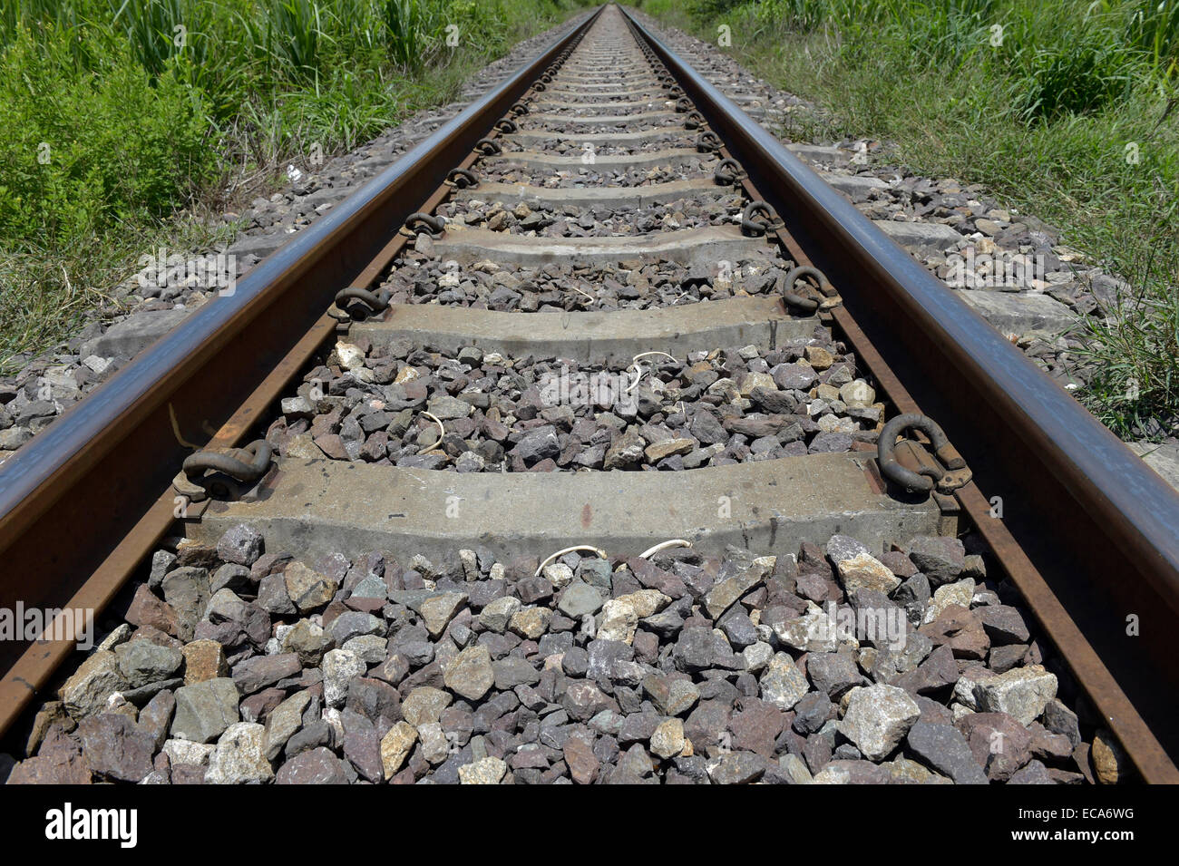 Railway track leading to infinity Stock Photo