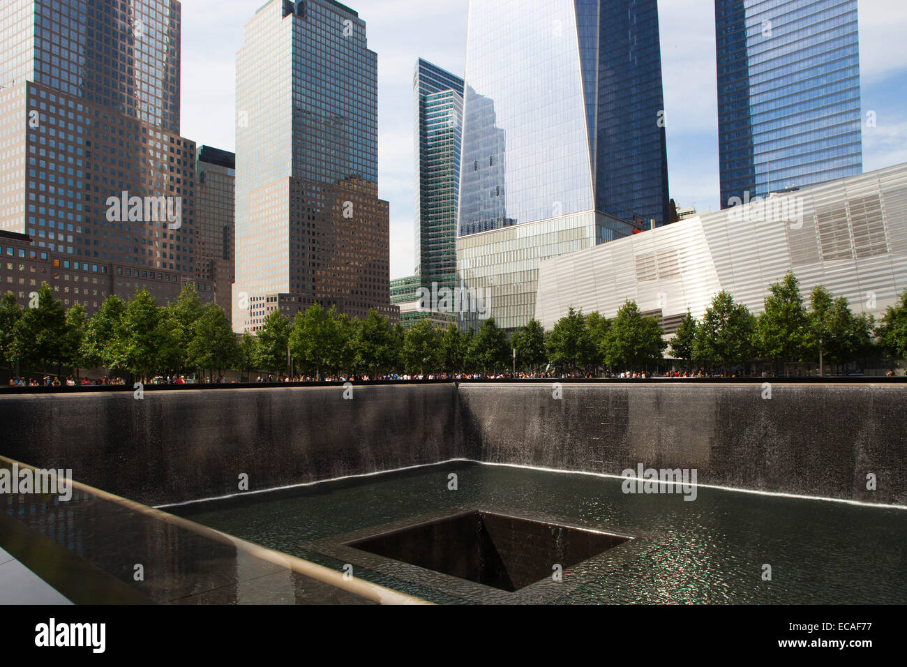national september 11 memorial and one world trade center and skyscrapers, financial district, Manhattan, New York, Usa, America Stock Photo