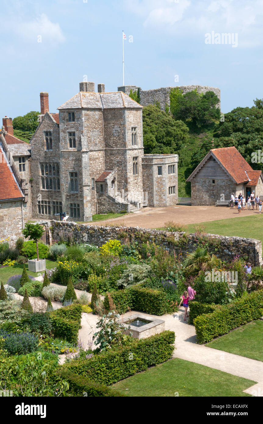 The Great Hall of Carisbrooke Castle seen across Princess Beatrice's Garden from the Curtain