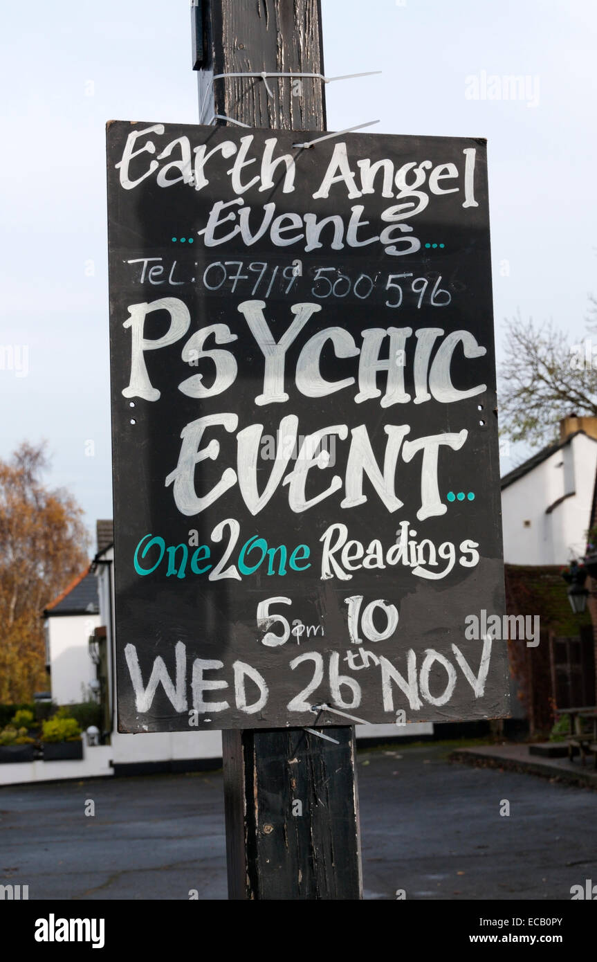 Sign for a Psychic Event at a pub in Kent. Stock Photo