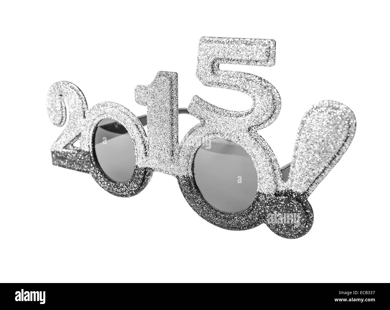 Happy New 2015 year in silver tones. Christmas figures in the form of glasses. Stock Photo