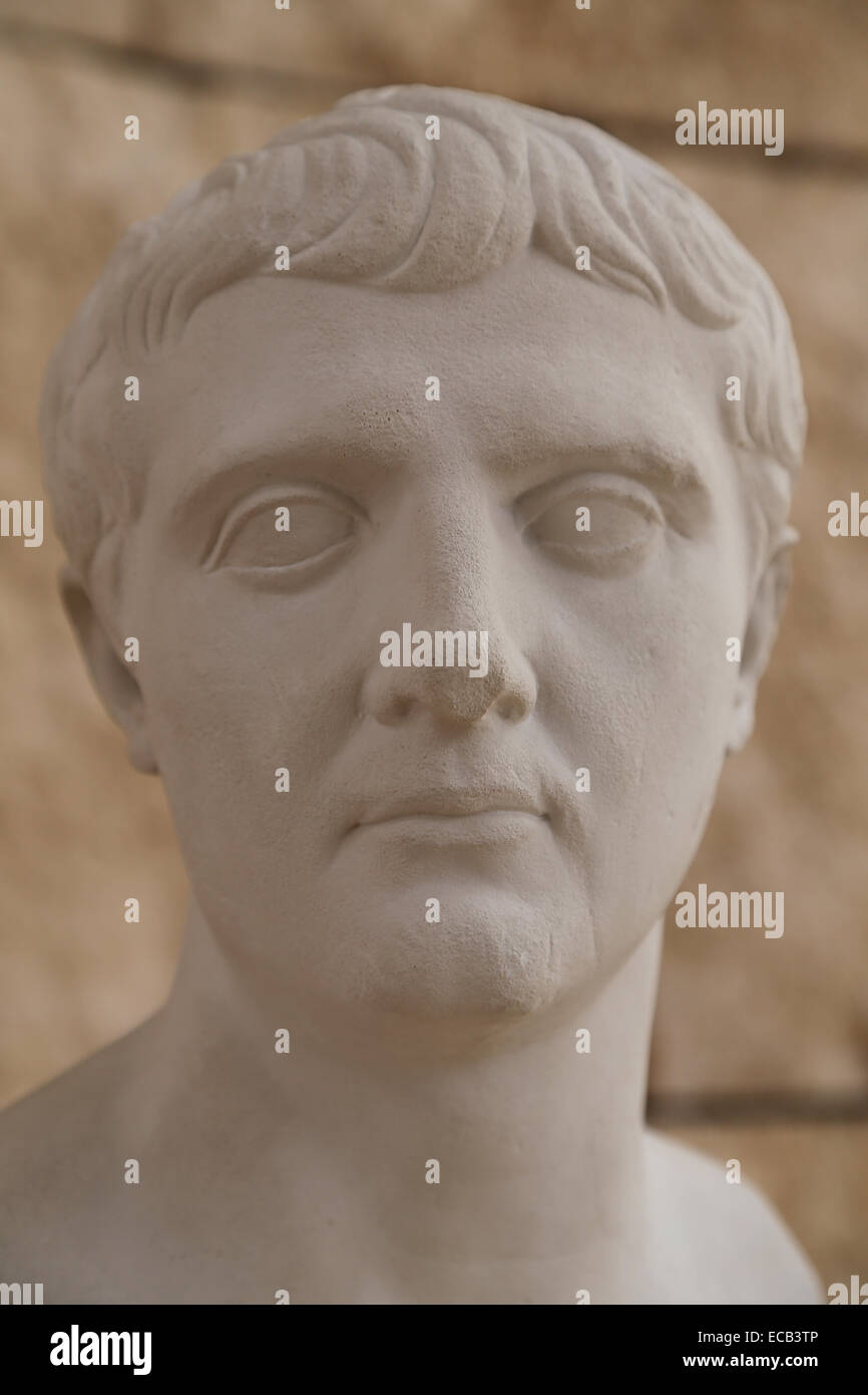 Portrait of Nero Claudius Drusus (38-9 BC). Roman politician and militar commander. Copy. Stock Photo