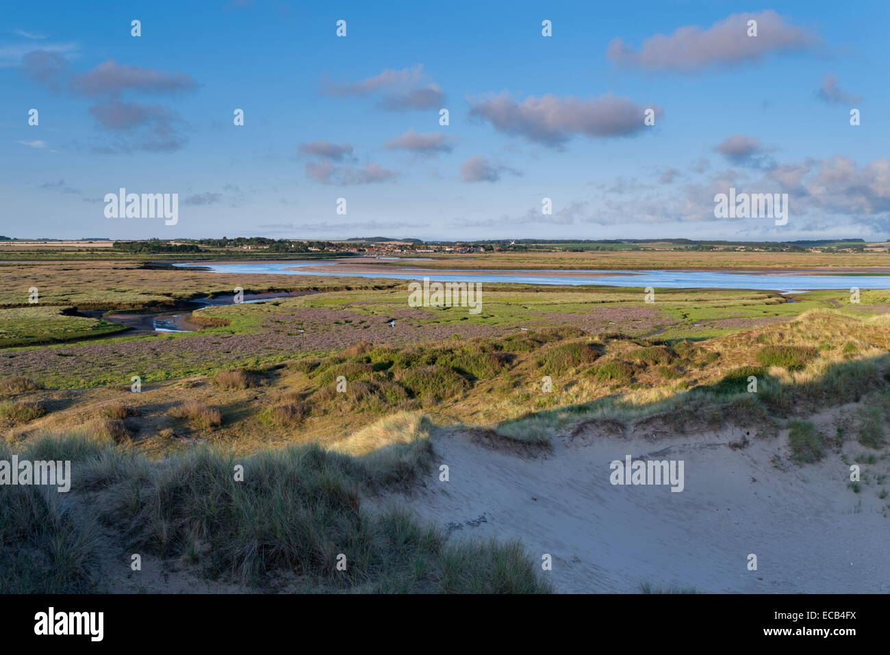 A view of Burnham Harbour and Burnham Overy Staithe from Gun Hill at