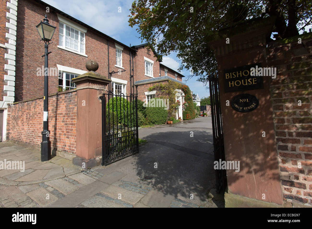 City of Chester, England.  Picturesque view of the Bishop of Chester’s residence at number 1 Abbey Street. Stock Photo