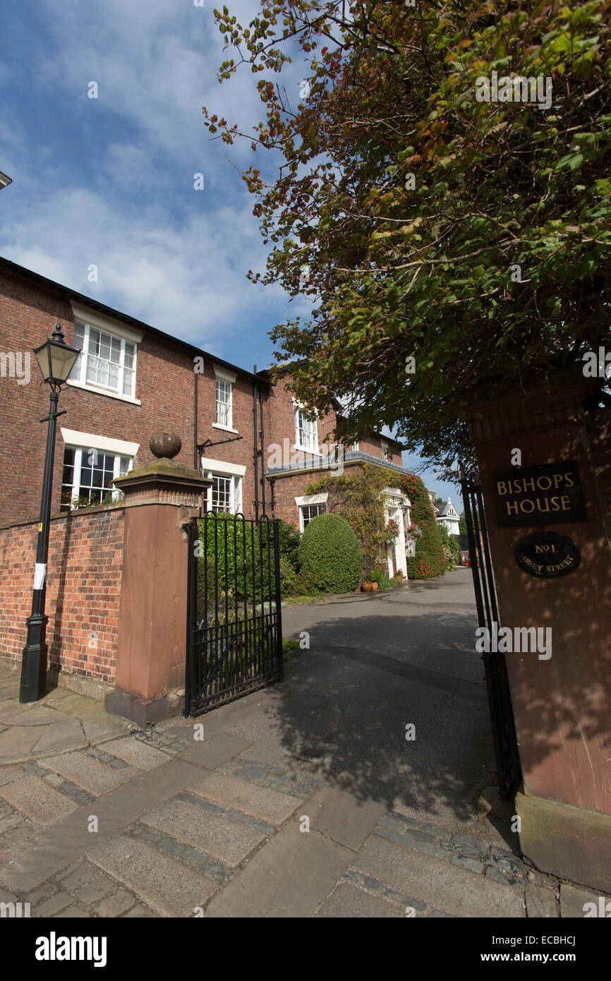 City of Chester, England.  Picturesque view of the Bishop of Chester’s residence at number 1 Abbey Street. Stock Photo