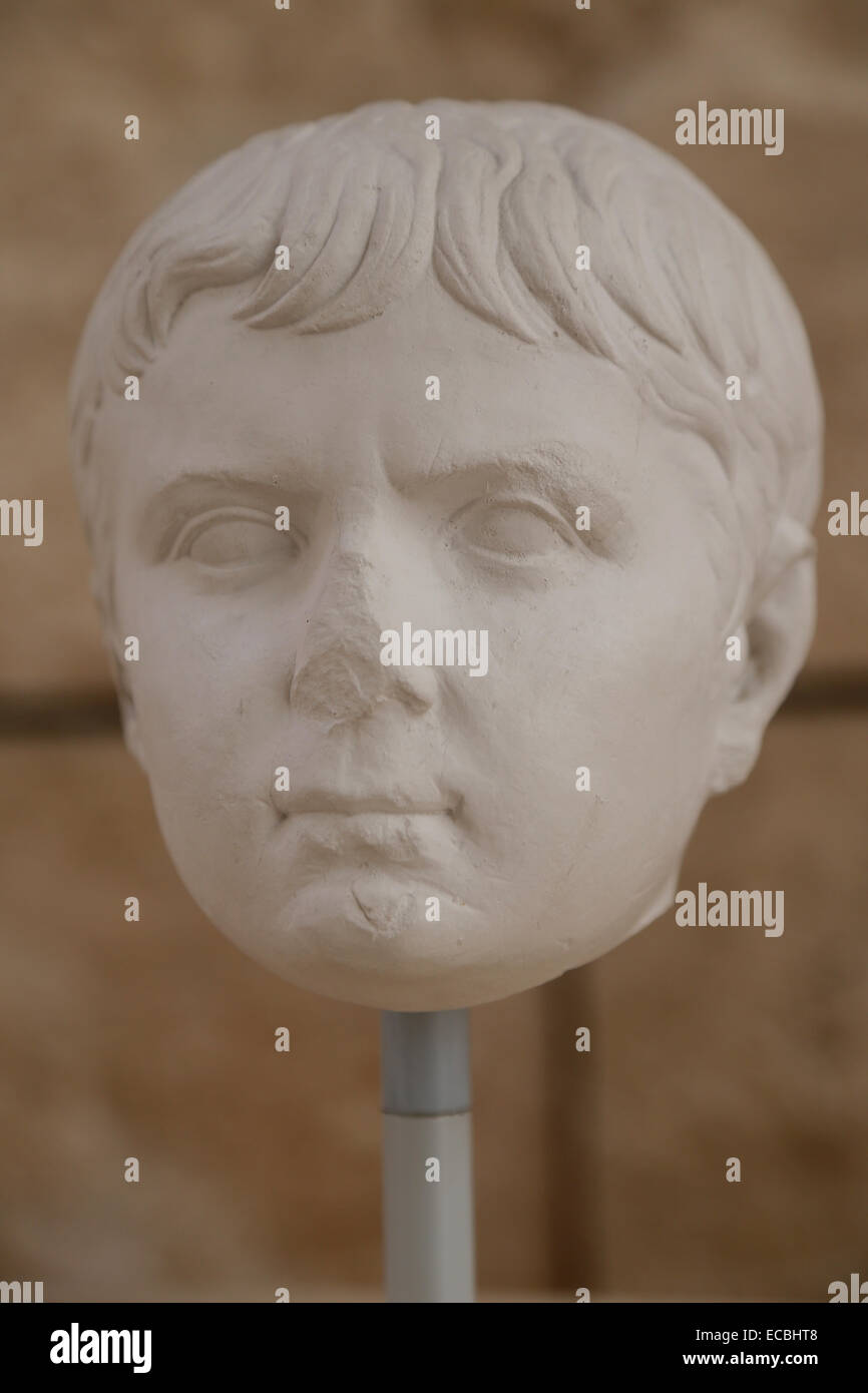 Gaius Caesar (20BC-4AD). Son of Marcus Vipsanius Agrippa. Adopted by emperor Augustus. Copy of plaster. Augusta era. Stock Photo