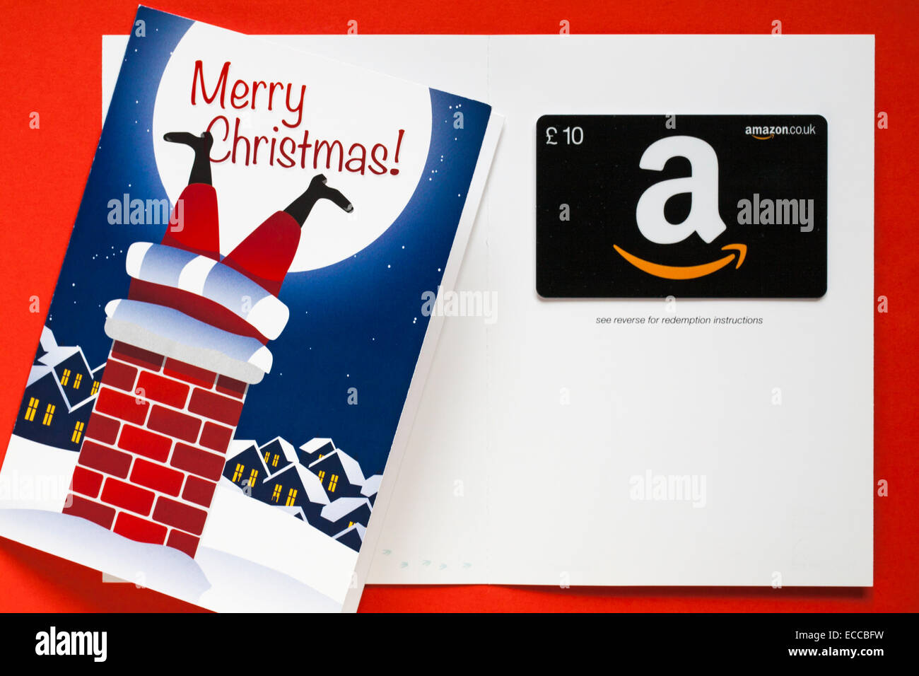 Amazon Merry Christmas giftcard card with Father Christmas stuck going