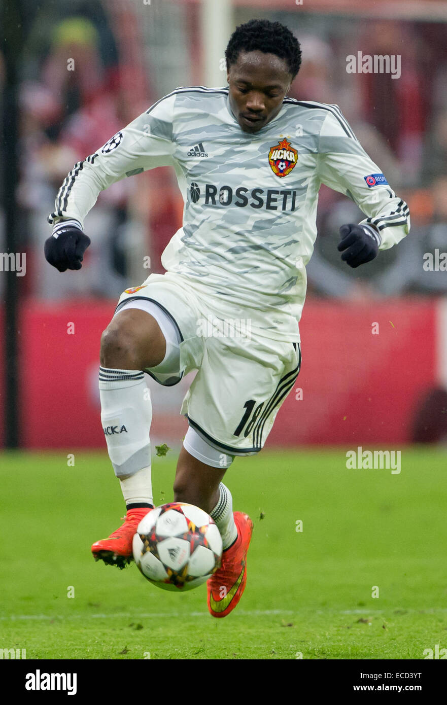 Munich, Germany. 10th Dec, 2014. Moscow's Ahmed Musa in action with the ball during the Champions League Group E match between FC Bayern Munich and ZSKA Moscow in Munich, Germany, 10 December 2014. Photo: Sven Hoppe/dpa/Alamy Live News Stock Photo