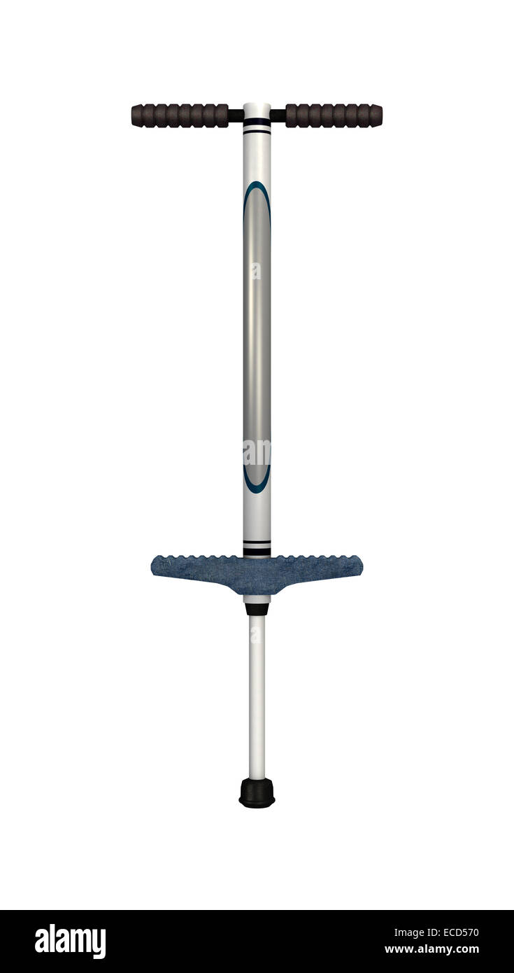 3D digital render of a vintage pogo stick isolated on white background