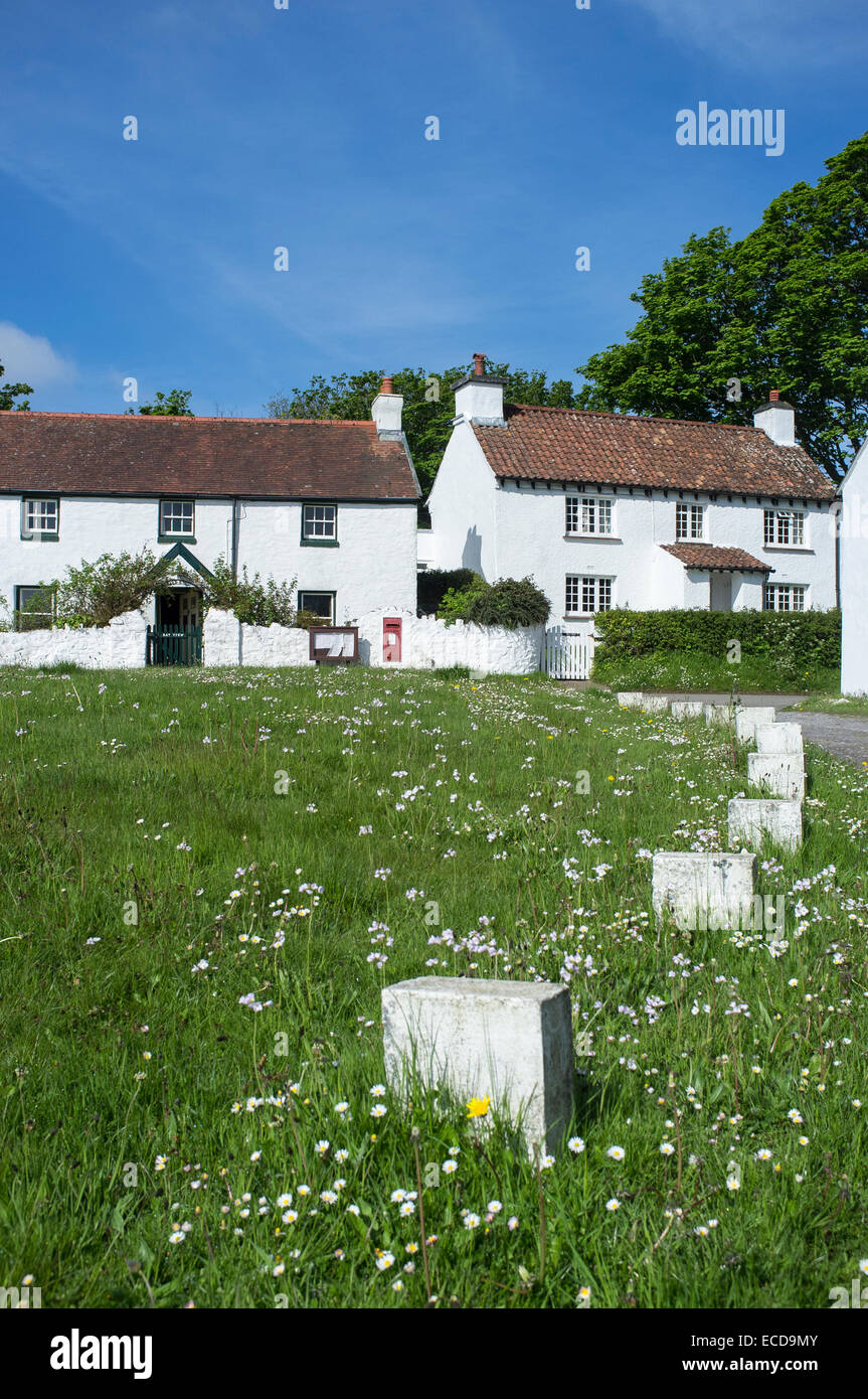 Whitewashed Cottages in Penrice Village on the Gower Peninsular Wales