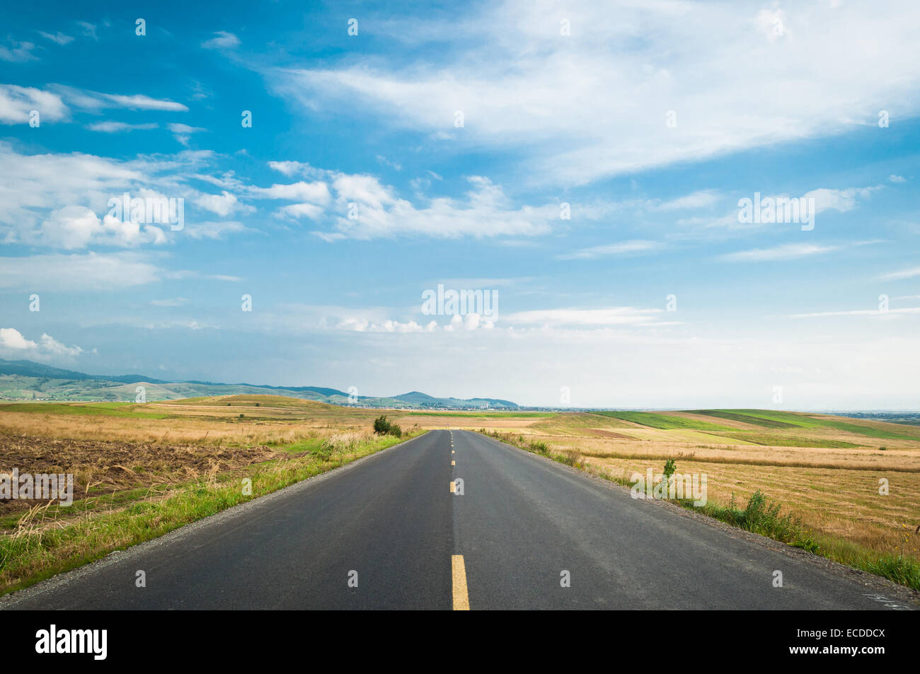 An open road on a field Stock Photo