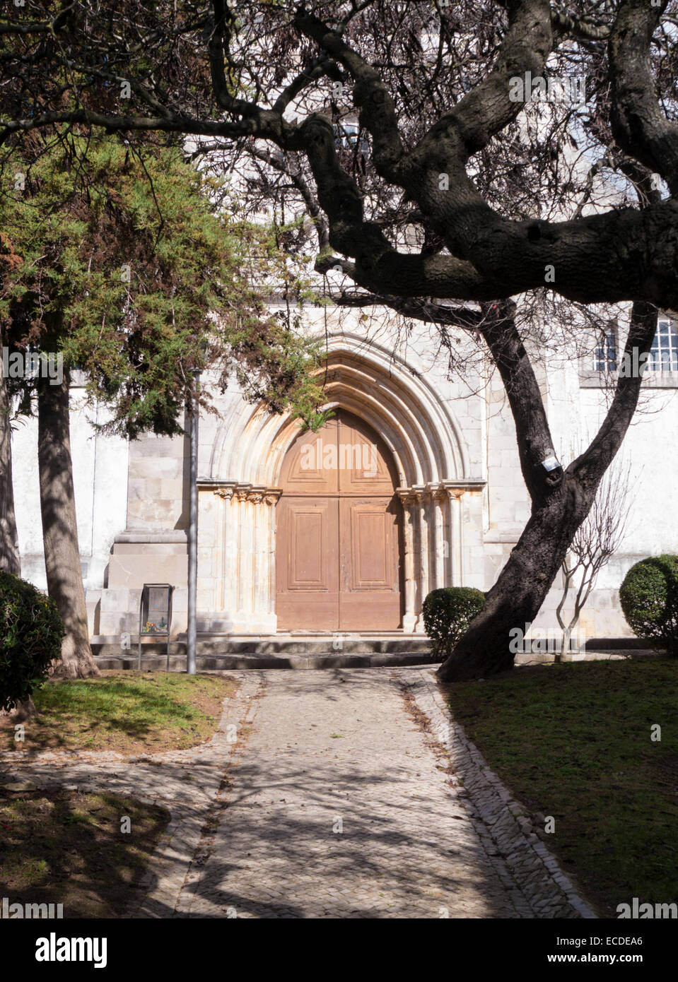 Entrance door, Igreja de Santa Maria do Castelo, Tavira, Algarve, Portugal, February 2014 Stock Photo