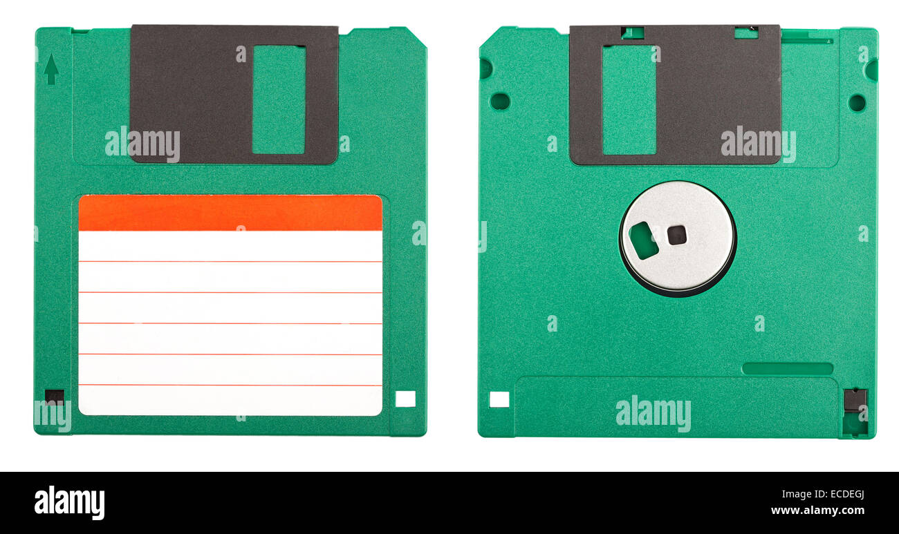 Both sides of a floppy disk isolated on white Stock Photo Alamy