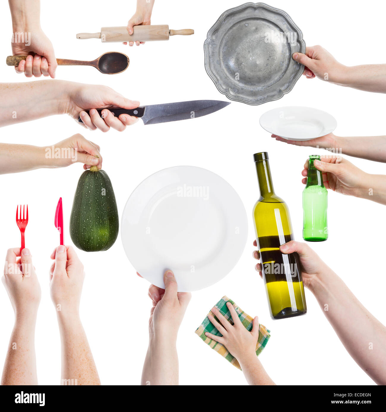 hand-holding-various-kitchen-utensils-isolated-on-white-background