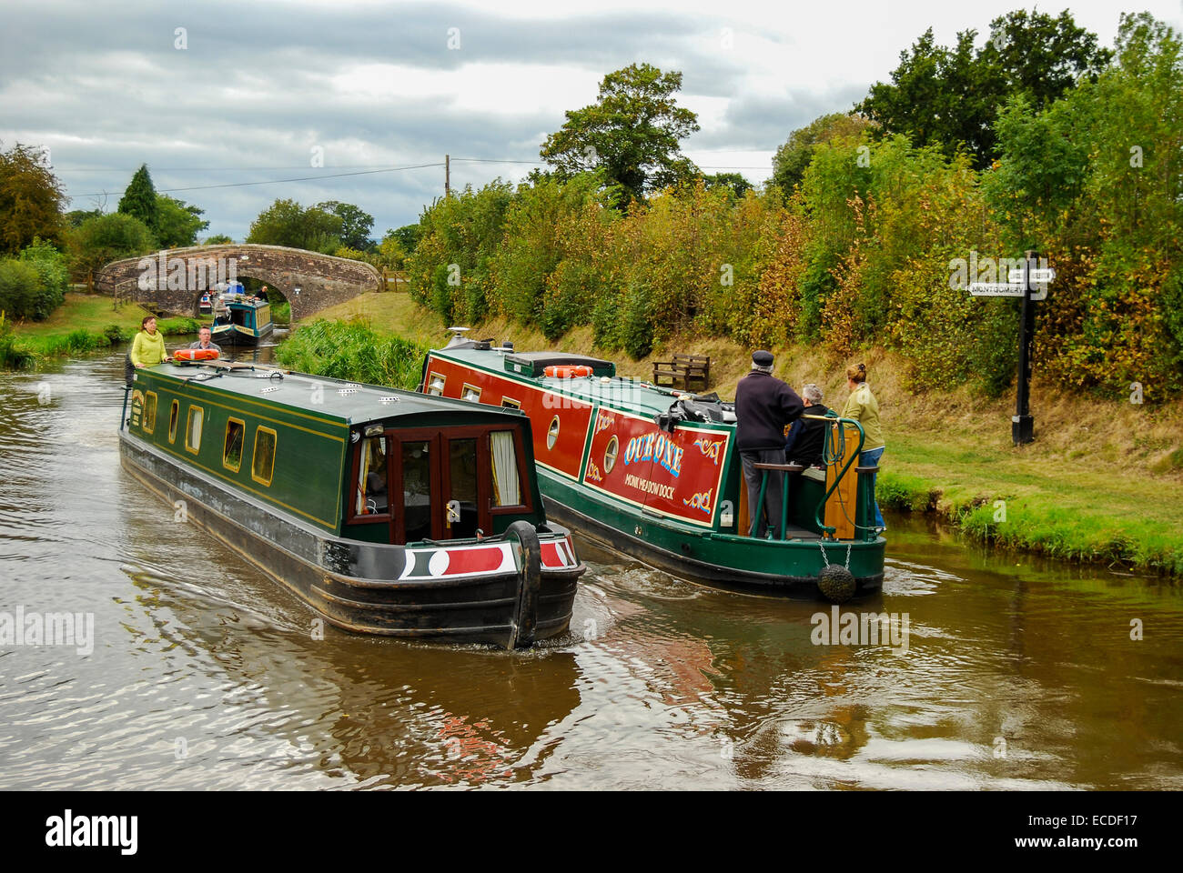 Canal boats on the Trent and Mersey Canal,UK Stock Photo