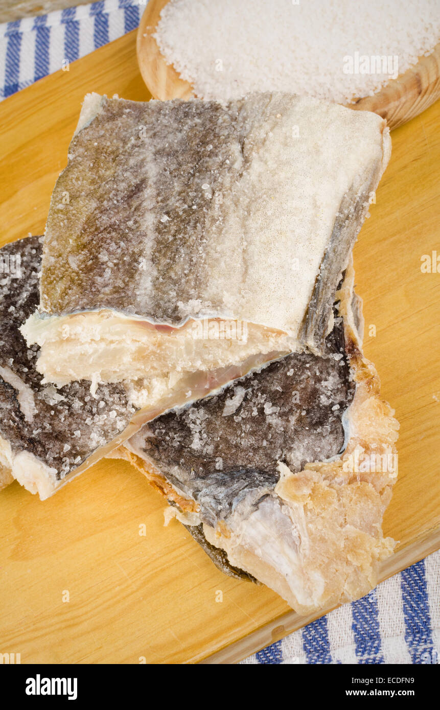 Several pieces of salt preserved cod fish Stock Photo - Alamy