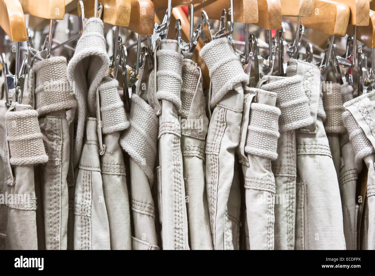 Casual men's trousers in a shop Stock Photo