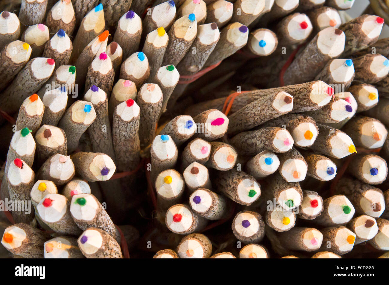 Tips of colorful pencils as a background image Stock Photo