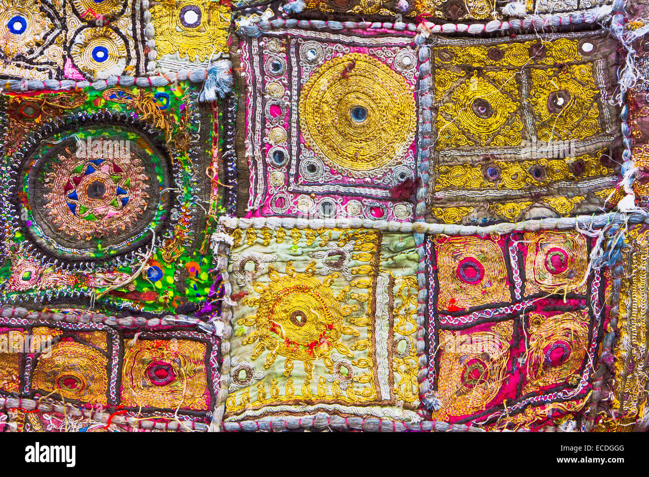 Part of a patchwork indian cloth Stock Photo