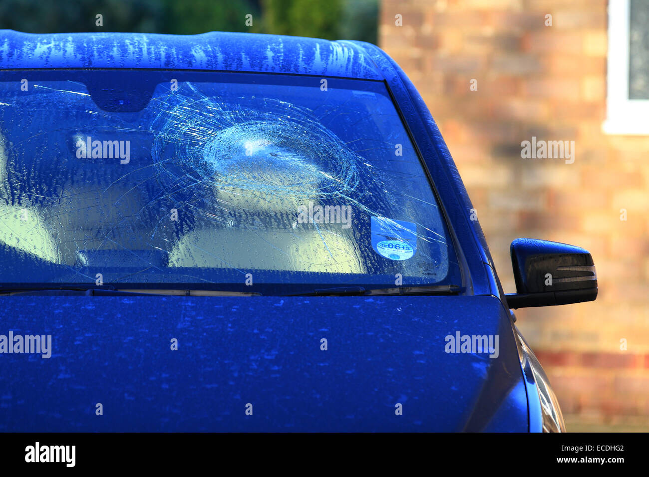 Head injuries, traumatic brain, injuries, moving head comes to a quick stop, the brain continues, momentum, trauma, broken glass, impact, seat-belts. Stock Photo