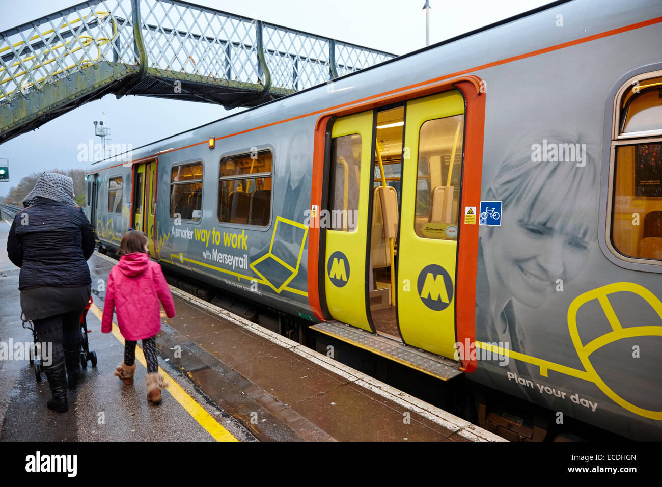 merseyrail train at maghull train station Liverpool UK Stock Photo