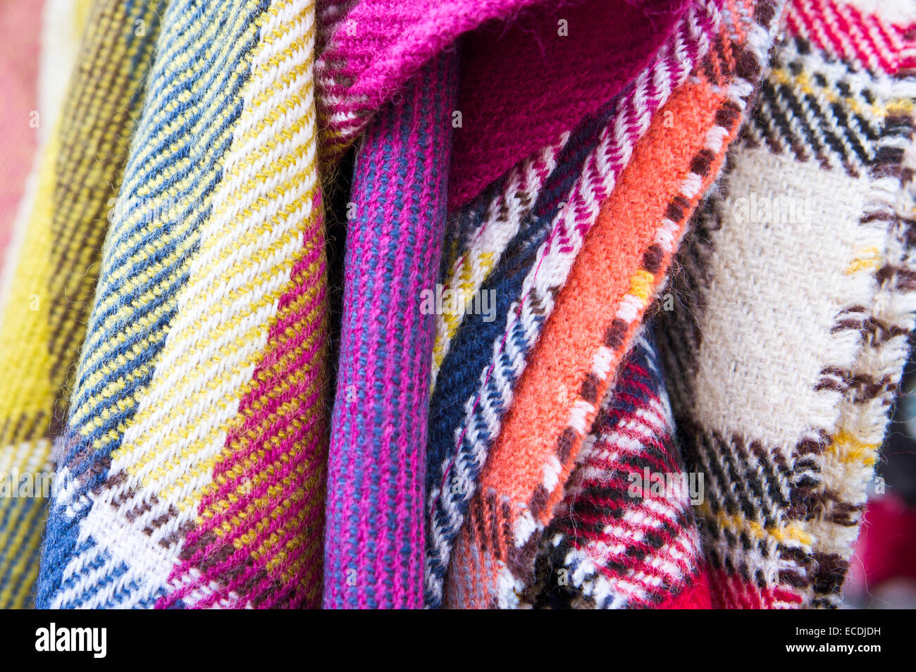 Close up of selection of wool blankets Stock Photo Alamy