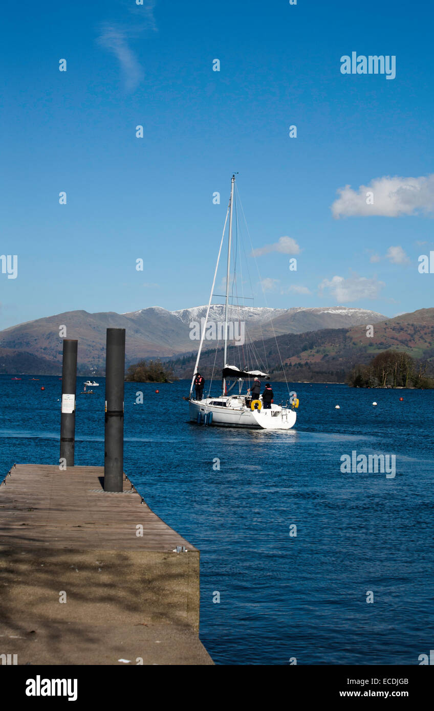 Yacht sailing on Windermere The Fairfield Horseshoe above Ambleside