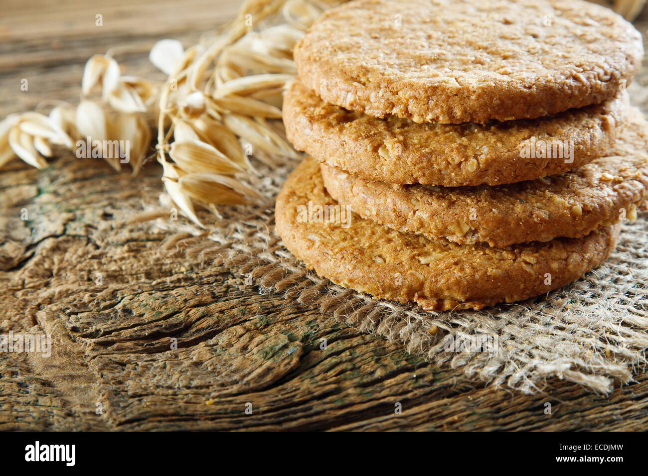 Oatmeal cookies on the wooden table Stock Photo