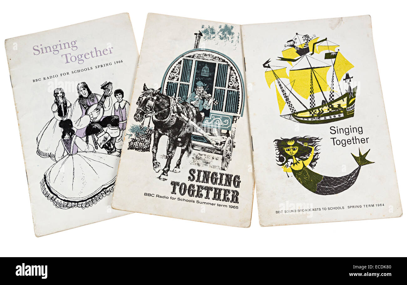 Singing Together song books for BBC Sound Broadcasts to schools in 1964, 1965 and 1966, UK Stock Photo