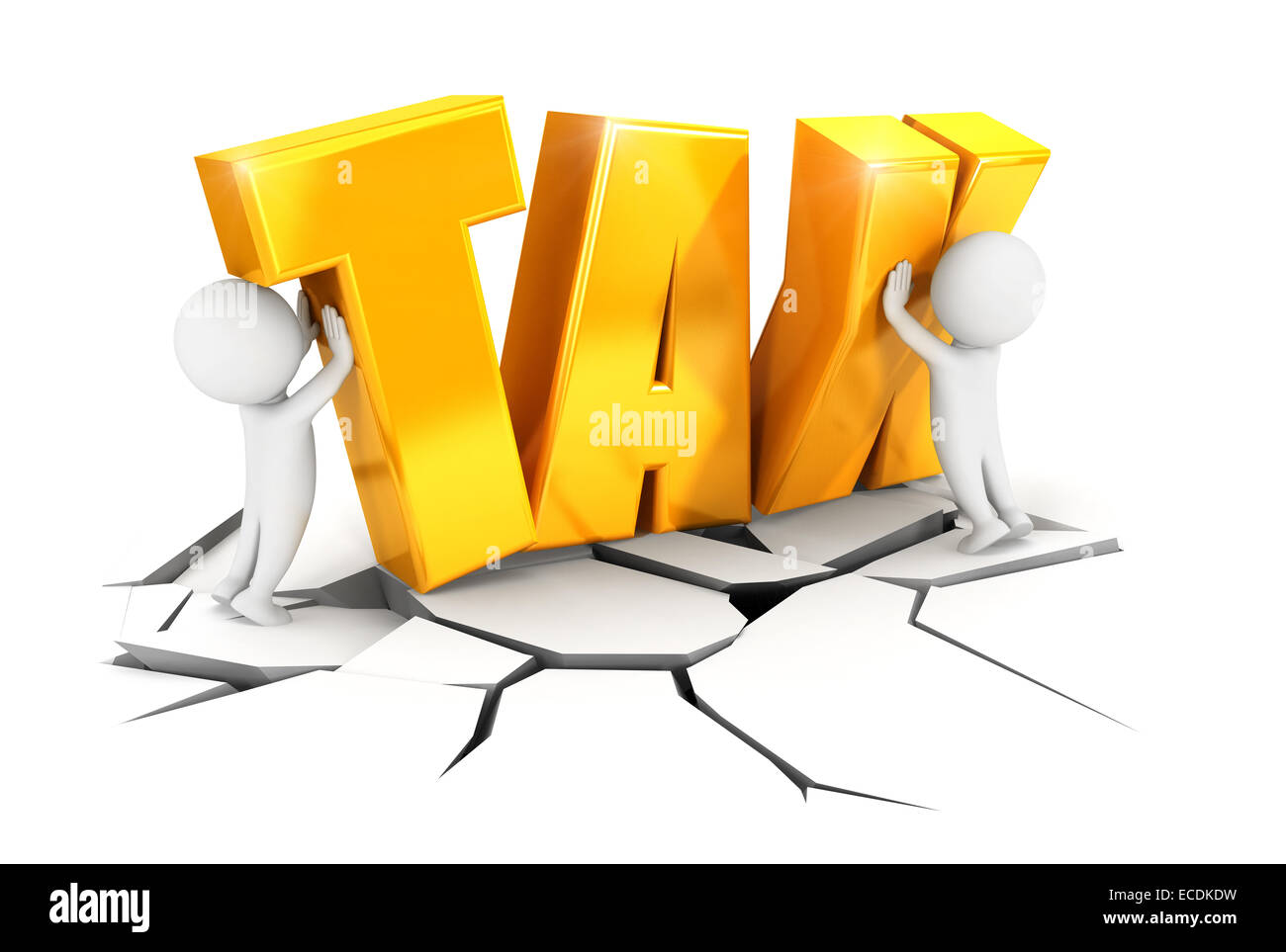 3d white people heavy tax, isolated white background, 3d image Stock Photo