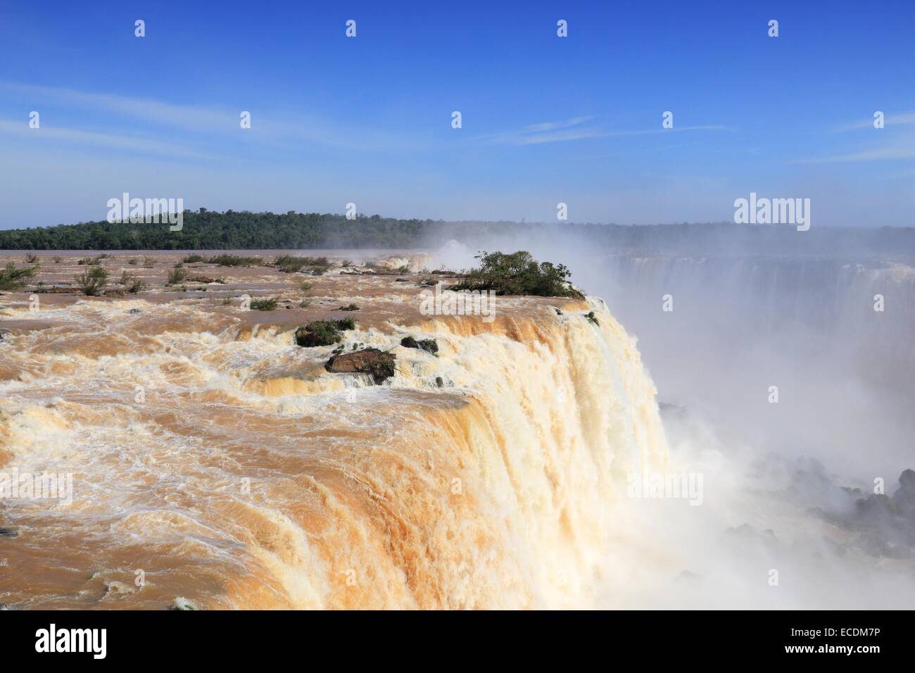 Iguazu Falls - spectacular waterfalls on Brazil and Argentina border. National park and UNESCO World Heritage Site. Garganta del Stock Photo