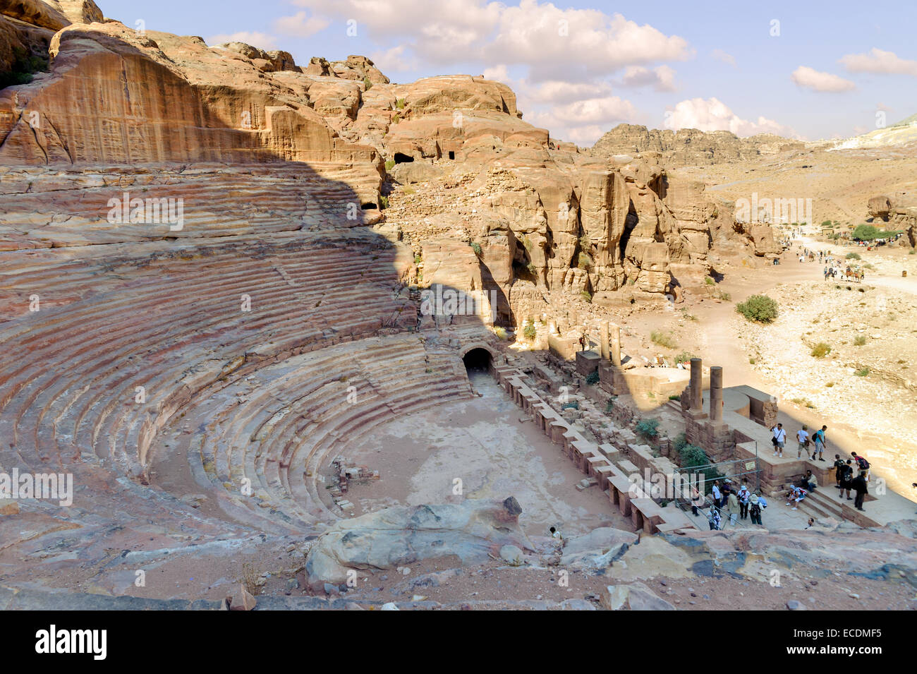 Top view of antique theater in ancient Petra city. Another name