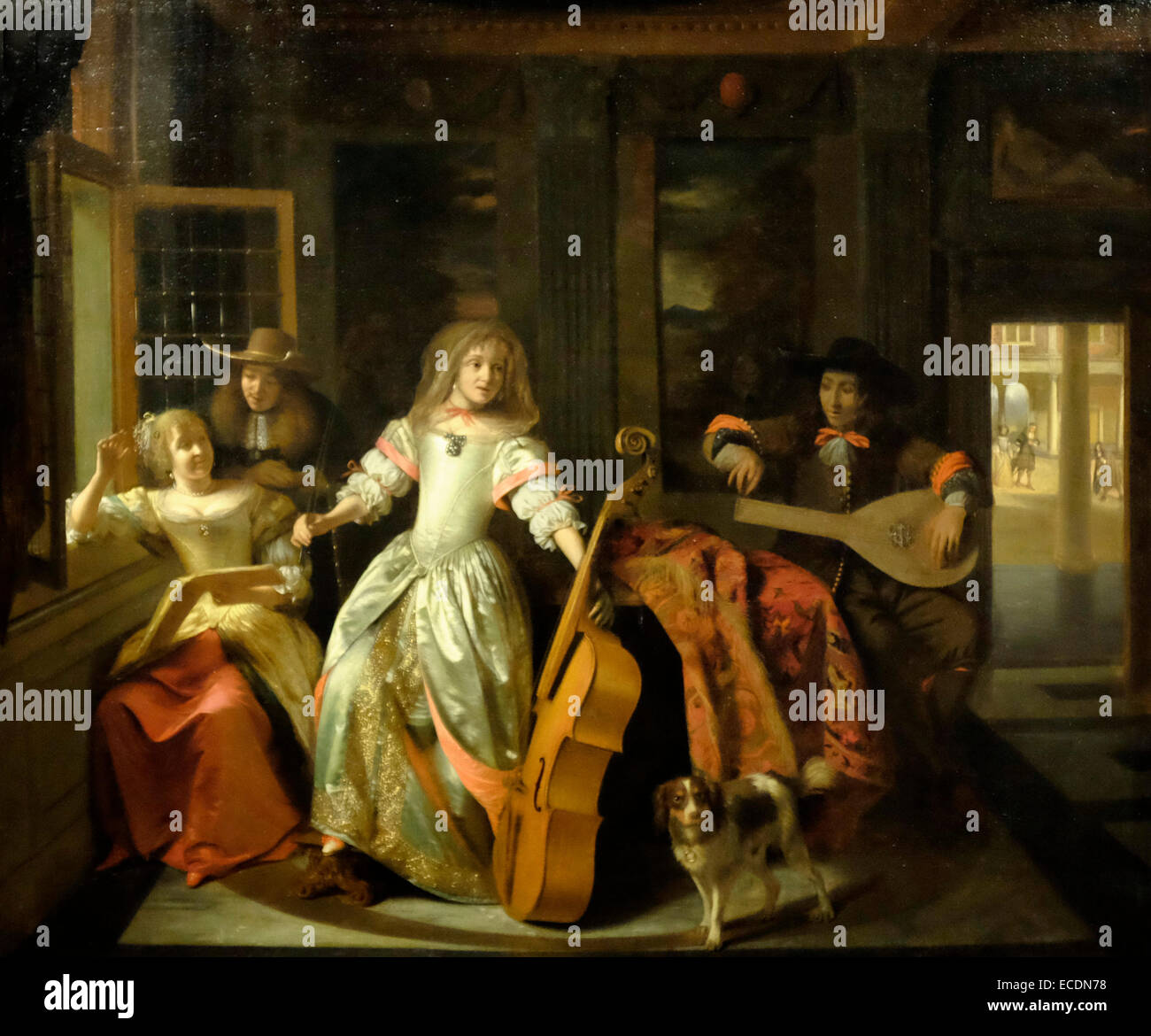 A Musical Conversation 1674, Peter De Hooch Stock Photo