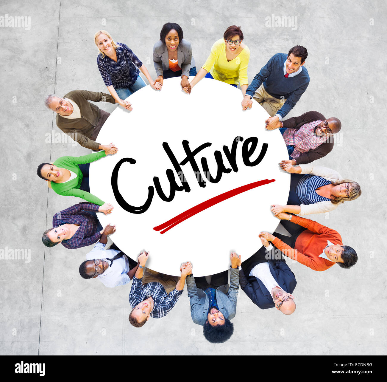 Diverse People in a Circle with Culture Concept Stock Photo