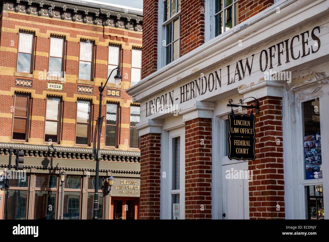 Springfield Illinois,downtown,buildings,Old State Capitol Plaza,Abraham Lincoln-Herndon Law Offices,IL140903101 Stock Photo