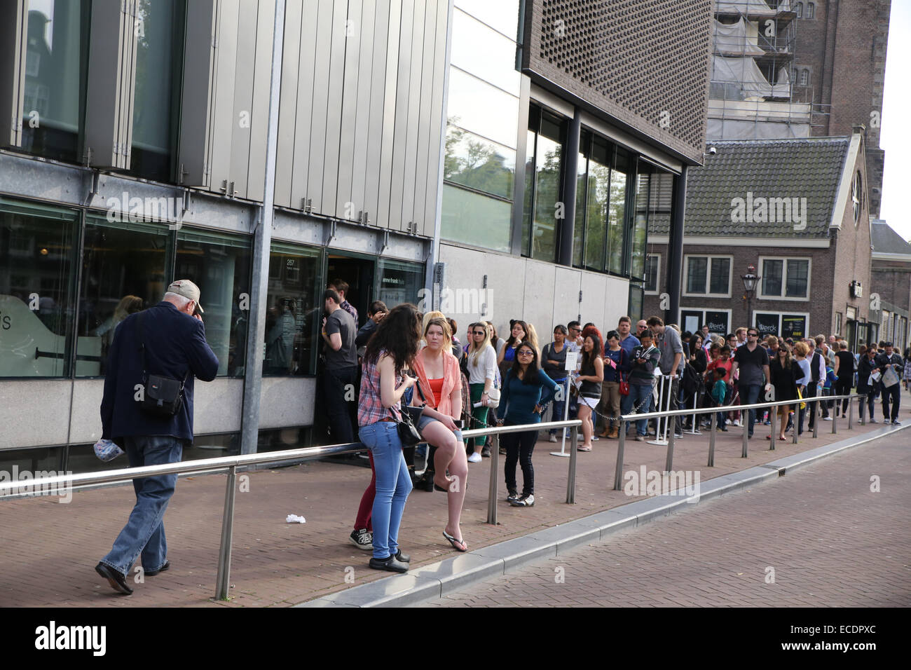 Anne Frank House lineup tourist people Stock Photo
