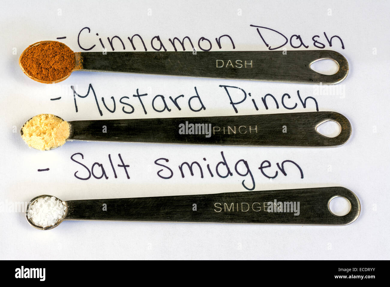 Measuring spoons with ingredients Stock Photo Alamy