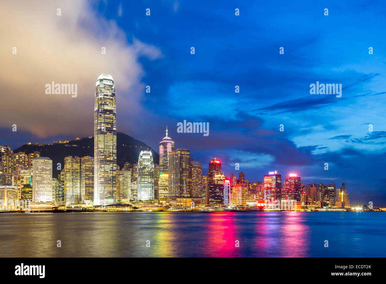 Hong Kong Skyline from Victoria Harbour at dusk Stock Photo - Alamy
